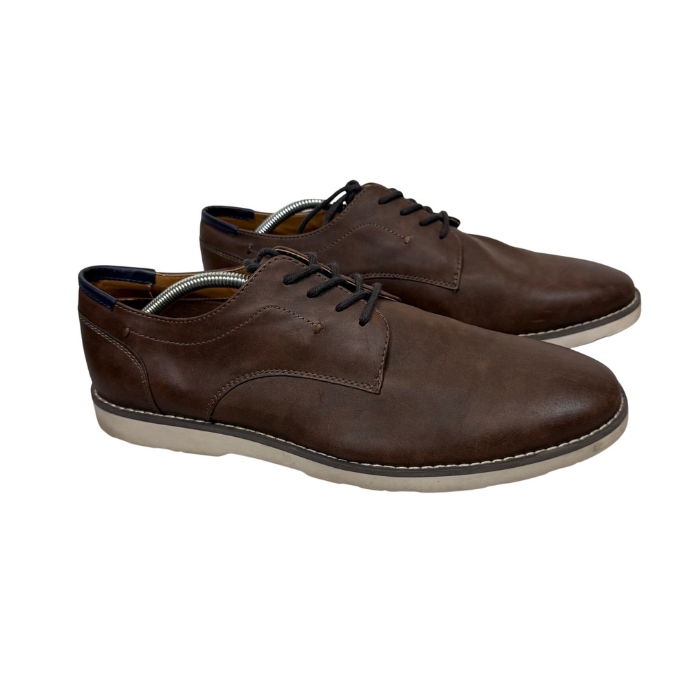 Wallin & Bros Mens Brown Faux Leather Lace Up Oxford Dress Shoes Size 13M